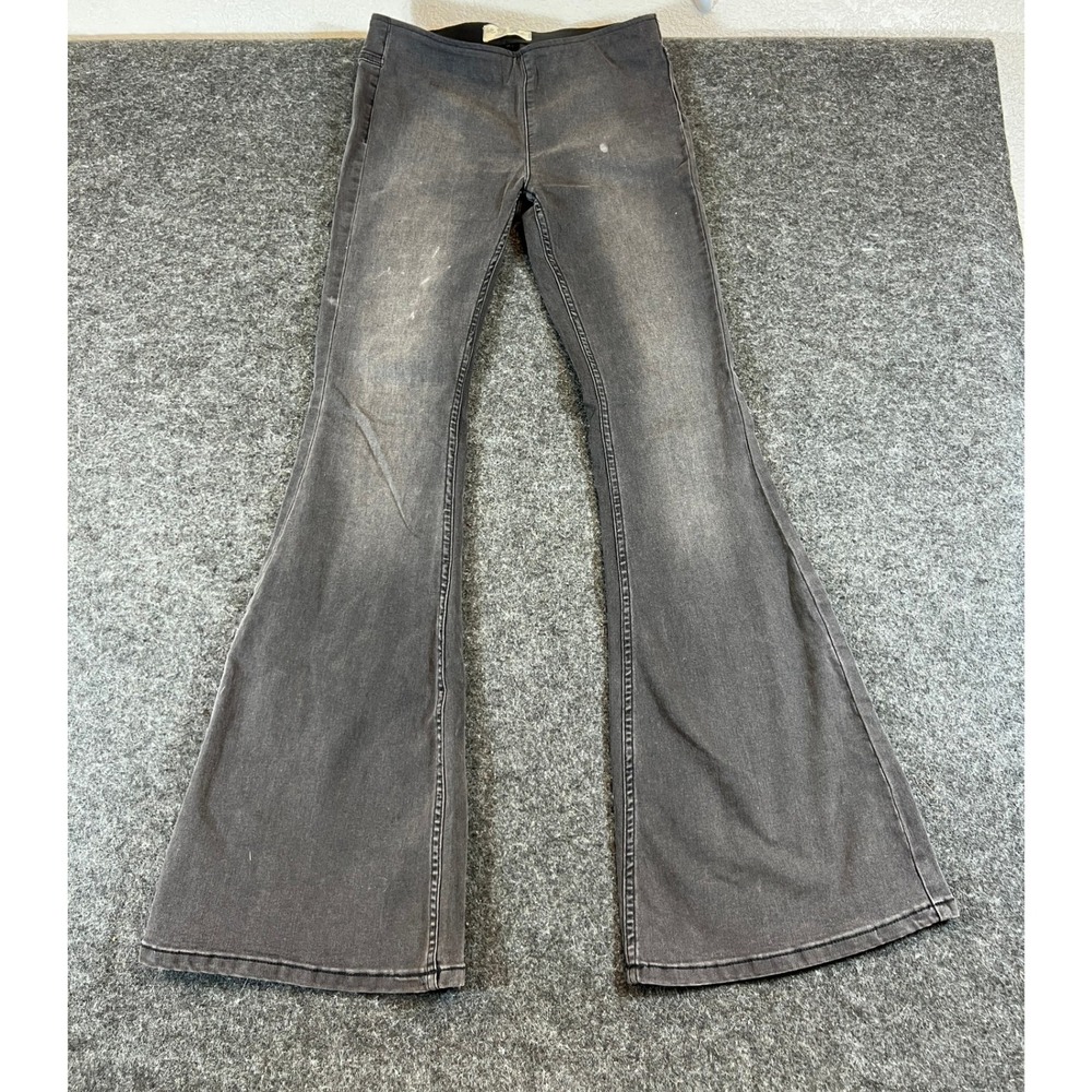 We The Free Penny Pull On Flare Jeans Womens Size 27 Gray Low Rise Denim Bratz
